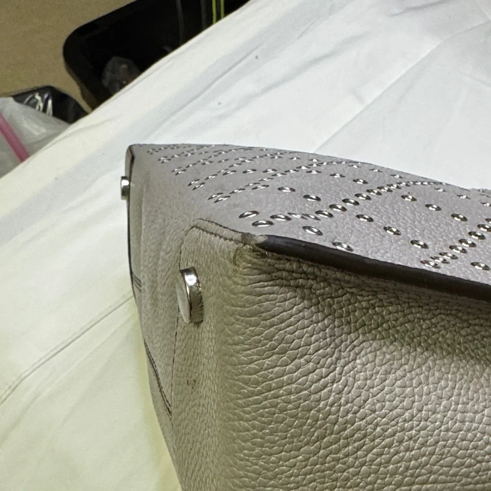 Michael Kors Studded Satchel Tote –‎ Gray Leather